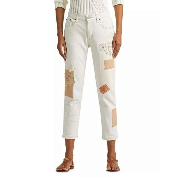 Lauren Ralph Lauren Denim - Lauren Ralph Lauren Patchwork Relaxed Tapered Ankle Jean size 8 cream